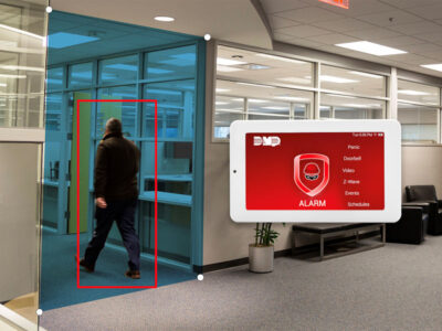 AlarmVision security sensor as man walks through door